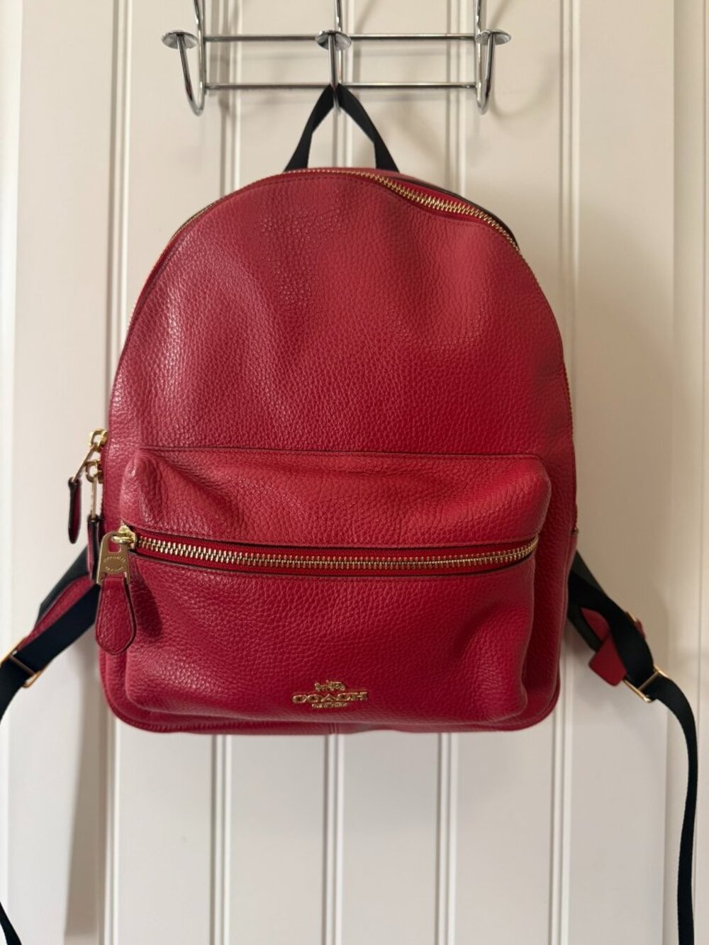 Coach Charlie Medium Backpack True Red Leather F30550